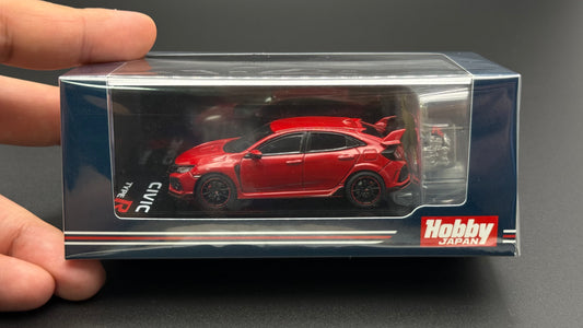 Hobby Japan die-cast Honda Civic Type R model with engine display, Flame Red in box