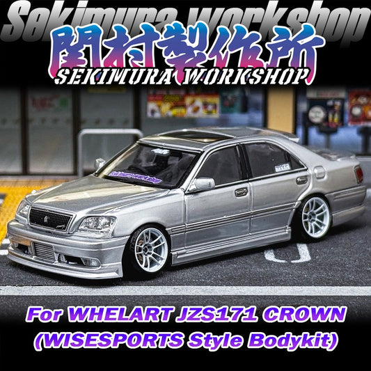 Silver die-cast-style sedan model with bodykit front bumper and side skirts