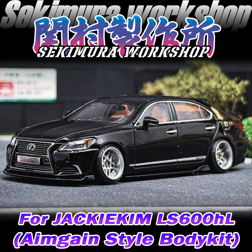 LS600hL body kit model car, black finish, front three-quarter view