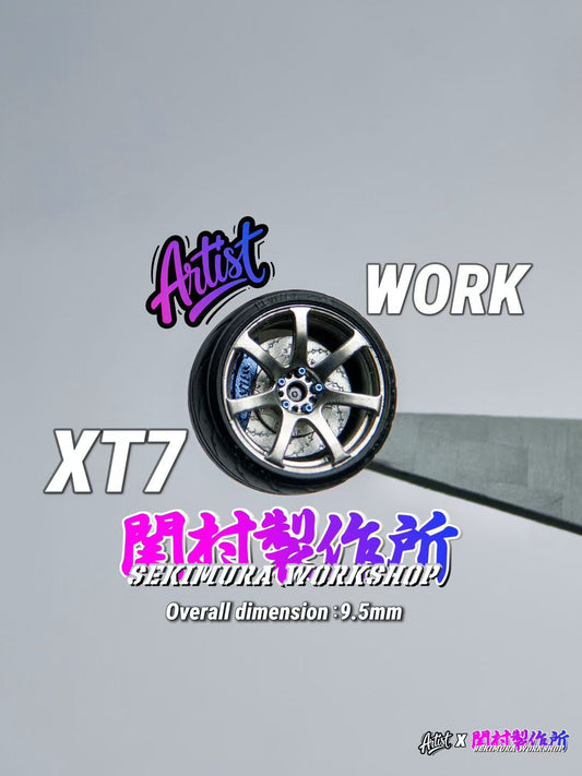 Mini RC wheel with brakes, XT7 silver rim and metallic spokes